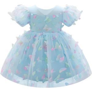 imageIDOPIP Toddler Baby Girls Shiny Butterfly Tutu Dress Princess Birthday Party Pageant Flower Girl Wedding VBackless DressesBlue  3d Butterfly
