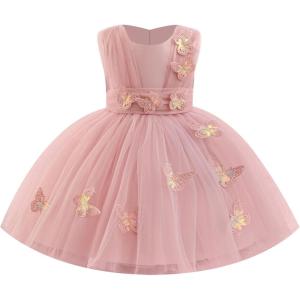 imageIDOPIP Toddler Baby Girls Shiny Butterfly Tutu Dress Princess Birthday Party Pageant Flower Girl Wedding VBackless DressesDusty Pink  Sequin