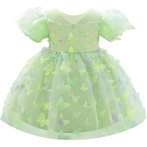 imageIDOPIP Toddler Baby Girls Shiny Butterfly Tutu Dress Princess Birthday Party Pageant Flower Girl Wedding VBackless DressesGreen  3d Butterfly