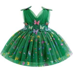 imageIDOPIP Toddler Baby Girls Shiny Butterfly Tutu Dress Princess Birthday Party Pageant Flower Girl Wedding VBackless DressesGreen  Shiny