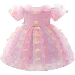 imageIDOPIP Toddler Baby Girls Shiny Butterfly Tutu Dress Princess Birthday Party Pageant Flower Girl Wedding VBackless DressesPink  3d Butterfly