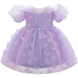 imageIDOPIP Toddler Baby Girls Shiny Butterfly Tutu Dress Princess Birthday Party Pageant Flower Girl Wedding VBackless DressesPurple  3d Butterfly