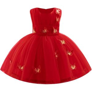 imageIDOPIP Toddler Baby Girls Shiny Butterfly Tutu Dress Princess Birthday Party Pageant Flower Girl Wedding VBackless DressesRed  Sequin