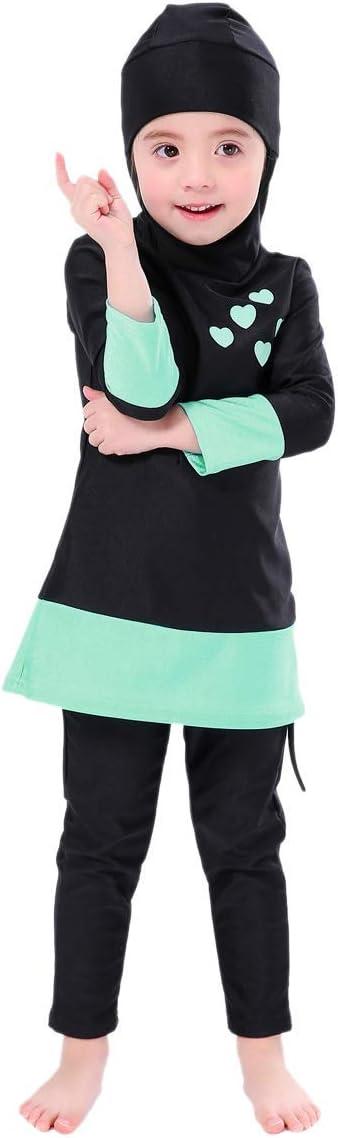 imageOwlFay Mu Swimsuits For Girls Kids Islamic Burkini Full Cover Hijab Top Pants Swim Costume Bathing Suit 56 Years Black