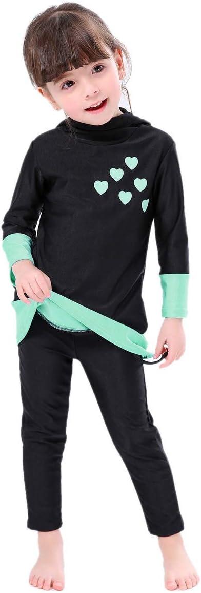 imageOwlFay Mu Swimsuits For Girls Kids Islamic Burkini Full Cover Hijab Top Pants Swim Costume Bathing Suit 56 Years Black