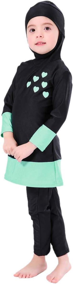imageOwlFay Mu Swimsuits For Girls Kids Islamic Burkini Full Cover Hijab Top Pants Swim Costume Bathing Suit 56 Years Black