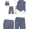 imageIDOPIP Baby Boy Clothes Suit Infant Gentleman Outfit First Birthday Baptism Wedding Dress Romper ShirtTieVestPantsCorsageGray