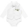 imageIDOPIP Baby Boy Clothes Suit Infant Gentleman Outfit First Birthday Baptism Wedding Dress Romper ShirtTieVestPantsCorsageWhite