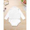 imageIDOPIP Baby Boy Clothes Suit Infant Gentleman Outfit First Birthday Baptism Wedding Dress Romper ShirtTieVestPantsCorsageWhite