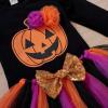 imageIDOPIP Baby Girls First Halloween Pumpkin Ghost Dress up Costume Long Sleeve Romper Tutu Skirt Sequin Headband Outfit ClothesBlack Pumpkin
