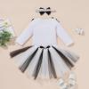 imageIDOPIP Baby Girls First Halloween Pumpkin Ghost Dress up Costume Long Sleeve Romper Tutu Skirt Sequin Headband Outfit ClothesWhite Ghost
