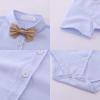 imageIDOPIP Baptism Outfits for Boys Baby Clothes Gentleman Formal Suit Bowtie Romper Suspender Shorts 4PCS Birthday Tuxedo OutfitBlue  Khaki