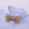 imageIDOPIP Baptism Outfits for Boys Baby Clothes Gentleman Formal Suit Bowtie Romper Suspender Shorts 4PCS Birthday Tuxedo OutfitBlue  Khaki