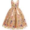 imageIDOPIP Embroidery Flower Girl Lace Dress for Kids Wedding Pageant Party First Communion Dresses Princess Bridesmaid Maxi GownChampagne