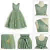 imageIDOPIP Embroidery Flower Girl Lace Dress for Kids Wedding Pageant Party First Communion Dresses Princess Bridesmaid Maxi GownGreen