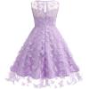 imageIDOPIP Embroidery Flower Girl Lace Dress for Kids Wedding Pageant Party First Communion Dresses Princess Bridesmaid Maxi GownPurple Butterfly  Mesh
