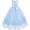imageIDOPIP Flower Girl Dresses for Wedding Lace Tulle Princess Pageant Dresses for Girls Kids Prom First Communion Birthday GownsBlue