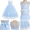 imageIDOPIP Flower Girl Dresses for Wedding Lace Tulle Princess Pageant Dresses for Girls Kids Prom First Communion Birthday GownsBlue