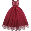 imageIDOPIP Flower Girl Dresses for Wedding Lace Tulle Princess Pageant Dresses for Girls Kids Prom First Communion Birthday GownsDark Red