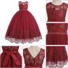 imageIDOPIP Flower Girl Dresses for Wedding Lace Tulle Princess Pageant Dresses for Girls Kids Prom First Communion Birthday GownsDark Red