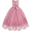 imageIDOPIP Flower Girl Dresses for Wedding Lace Tulle Princess Pageant Dresses for Girls Kids Prom First Communion Birthday GownsDusty Pink