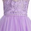 imageIDOPIP Flower Girl Dresses for Wedding Lace Tulle Princess Pageant Dresses for Girls Kids Prom First Communion Birthday GownsPurple
