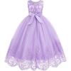 imageIDOPIP Flower Girl Dresses for Wedding Lace Tulle Princess Pageant Dresses for Girls Kids Prom First Communion Birthday GownsPurple