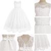 imageIDOPIP Flower Girl Dresses for Wedding Lace Tulle Princess Pageant Dresses for Girls Kids Prom First Communion Birthday GownsWhite