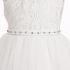 imageIDOPIP Flower Girl Dresses for Wedding Lace Tulle Princess Pageant Dresses for Girls Kids Prom First Communion Birthday GownsWhite