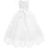 imageIDOPIP Flower Girl Dresses for Wedding Lace Tulle Princess Pageant Dresses for Girls Kids Prom First Communion Birthday GownsWhite