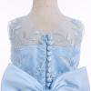 imageIDOPIP Flower Girl Lace Dress for Kids Wedding Bridesmaid Pageant Party Formal Long Gown Princess Communion Tulle Bow DressesBlue
