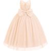 imageIDOPIP Flower Girl Lace Dress for Kids Wedding Bridesmaid Pageant Party Formal Long Gown Princess Communion Tulle Bow DressesChampagne