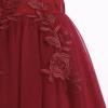 imageIDOPIP Flower Girl Lace Dress for Kids Wedding Bridesmaid Pageant Party Formal Long Gown Princess Communion Tulle Bow DressesDark Red