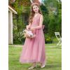 imageIDOPIP Flower Girl Lace Dress for Kids Wedding Bridesmaid Pageant Party Formal Long Gown Princess Communion Tulle Bow DressesDusty Pink