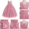 imageIDOPIP Flower Girl Lace Dress for Kids Wedding Bridesmaid Pageant Party Formal Long Gown Princess Communion Tulle Bow DressesDusty Pink