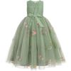 imageIDOPIP Flower Girl Lace Dress for Kids Wedding Bridesmaid Pageant Party Formal Long Gown Princess Communion Tulle Bow DressesGreen