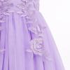 imageIDOPIP Flower Girl Lace Dress for Kids Wedding Bridesmaid Pageant Party Formal Long Gown Princess Communion Tulle Bow DressesPurple