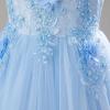 imageIDOPIP Flower Girl Lace Dress for Kids Wedding Pageant Formal Party Long Gown Princess First Communion Maxi Tulle DressesBlue