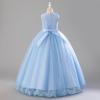 imageIDOPIP Flower Girl Lace Dress for Kids Wedding Pageant Formal Party Long Gown Princess First Communion Maxi Tulle DressesBlue