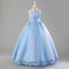 imageIDOPIP Flower Girl Lace Dress for Kids Wedding Pageant Formal Party Long Gown Princess First Communion Maxi Tulle DressesBlue