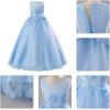imageIDOPIP Flower Girl Lace Dress for Kids Wedding Pageant Formal Party Long Gown Princess First Communion Maxi Tulle DressesBlue