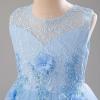 imageIDOPIP Flower Girl Lace Dress for Kids Wedding Pageant Formal Party Long Gown Princess First Communion Maxi Tulle DressesBlue