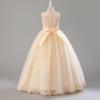 imageIDOPIP Flower Girl Lace Dress for Kids Wedding Pageant Formal Party Long Gown Princess First Communion Maxi Tulle DressesChampagne