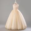 imageIDOPIP Flower Girl Lace Dress for Kids Wedding Pageant Formal Party Long Gown Princess First Communion Maxi Tulle DressesChampagne