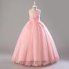 imageIDOPIP Flower Girl Lace Dress for Kids Wedding Pageant Formal Party Long Gown Princess First Communion Maxi Tulle DressesPink