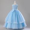 imageIDOPIP Flower Girl Sequin Appliques Dress for Kids Wedding Pageant Party Long Gown Princess Birthday Communion Tulle DressesBlue