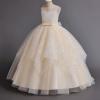 imageIDOPIP Flower Girl Sequin Appliques Dress for Kids Wedding Pageant Party Long Gown Princess Birthday Communion Tulle DressesChampagne  Sequin
