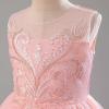 imageIDOPIP Flower Girl Sequin Appliques Dress for Kids Wedding Pageant Party Long Gown Princess Birthday Communion Tulle DressesPink