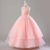 imageIDOPIP Flower Girl Sequin Appliques Dress for Kids Wedding Pageant Party Long Gown Princess Birthday Communion Tulle DressesPink