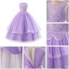 imageIDOPIP Flower Girl Sequin Appliques Dress for Kids Wedding Pageant Party Long Gown Princess Birthday Communion Tulle DressesPurple